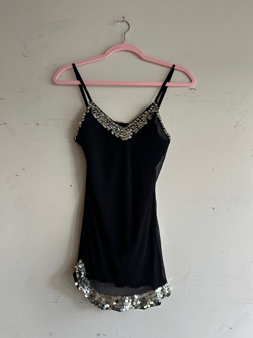 Vintage Y2K black silk sequin camisole